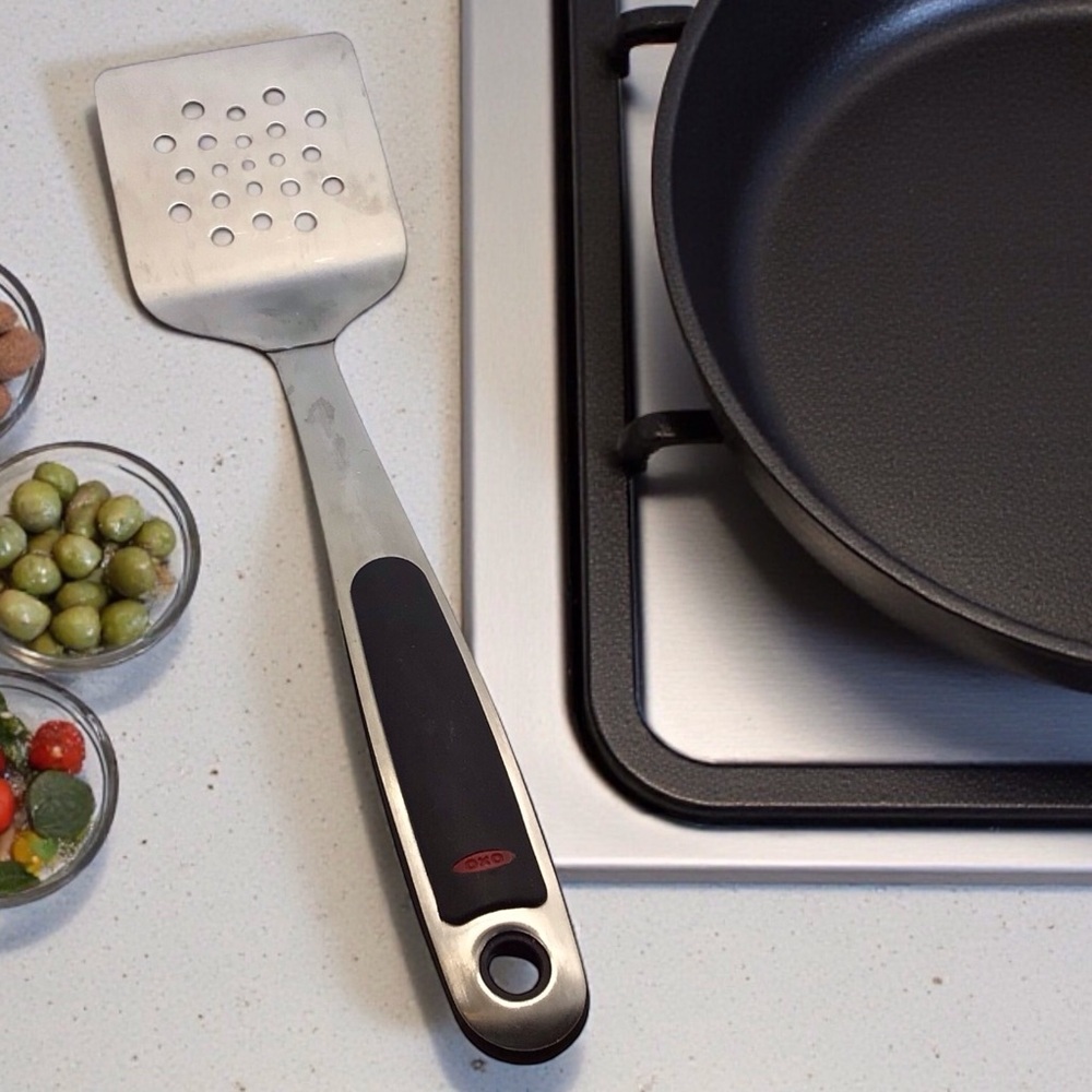 OXO SoftWorks Stainless Steel Slotted Turner Spatula Non-Slip Handle 13”